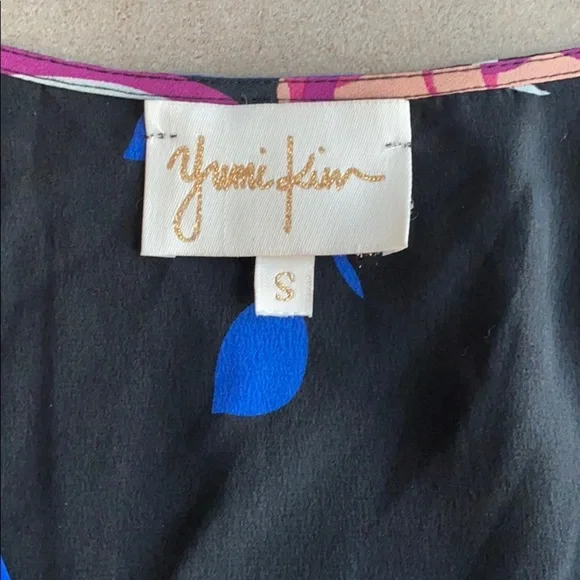 Anthropologie Yumi Kim Black Floral 3/4 Slv Dress - Picture 4 of 5